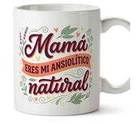 Mugffins mug maman drôle avec texte Mamá eres mi ansiolítico natural en Espagnol 330 ml/11 oz | cadeau fête des mères | idée originale maman | progenitores v6