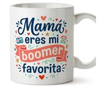 Mugffins mug maman drôle avec texte Mamá eres mi boomer favorita en Espagnol 330 ml/11 oz | cadeau fête des mères | idée originale maman | progenitores v4