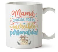 Mugffins mug maman drôle avec texte Mamá gracias por mi increíble personalidad en Espagnol 330 ml/11 oz | cadeau fête des mères | idée originale maman | papi mami v1