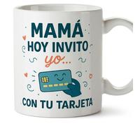 Mugffins mug maman drôle avec texte Mamá hoy invito yo... con tu tarjeta en Espagnol 330 ml/11 oz | cadeau fête des mères | idée originale maman | pa y ma v3