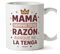 Mugffins mug maman drôle avec texte Mamá siempre tiene razón aunque no la tenga en Espagnol 330 ml/11 oz | cadeau fête des mères | idée originale maman | pa y ma v2