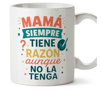 Mugffins mug maman drôle avec texte Mamá siempre tiene razón aunque no la tenga en Espagnol 330 ml/11 oz | cadeau fête des mères | idée originale maman | Papá y mamá v1.1MA