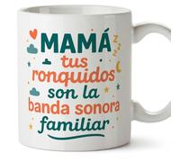 Mugffins mug maman drôle avec texte Mamá tus ronquidos son la banda sonora familiar en Espagnol 330 ml/11 oz | cadeau fête des mères | idée originale maman | pa y ma v2
