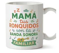 Mugffins mug maman drôle avec texte Mamá tus ronquidos son la banda sonora familiar en Espagnol 330 ml/11 oz | cadeau fête des mères | idée originale maman | Papá y mamá v1.2MA