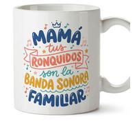 Mugffins mug maman drôle avec texte Mamá tus ronquidos son la banda sonora familiar en Espagnol 330 ml/11 oz | cadeau fête des mères | idée originale maman | papi mami v1
