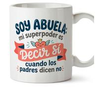 Mugffins mug mamie drôle avec phrase Soy abuela: mi superpoder es decir sí cuando los padres dicen no en Espagnol | cadeau mamie anniversaire Noël | 330 Ml 11 oz | Abuelitos-3 v2