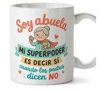 Mugffins mug mamie drôle avec phrase Soy abuela: mi superpoder es decir sí cuando los padres dicen no en Espagnol | cadeau mamie anniversaire Noël | 330 Ml 11 oz | Abuelitos-3 v1