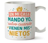 Mugffins mug mamie et papi avec citation | cadeau mamie, cadeau papie Drôle | anniversaire, Noël | En mi casa mando yo... salvo cuando vienen mis nietos en Espagnol | Abuelitos-2 v1.2MA