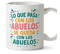 Mugffins mug mamie et papi avec citation | cadeau mamie, cadeau papie Drôle | anniversaire, Noël | Lo que pasa con los abuelos, se queda con los abuelos en Espagnol | Abuelitos v2