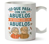 Mugffins mug mamie et papi avec citation | cadeau mamie, cadeau papie Drôle | anniversaire, Noël | Lo que pasa con los abuelos, se queda con los abuelos en Espagnol | Abuelitos v1