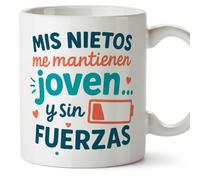 Mugffins mug mamie et papi avec citation | cadeau mamie, cadeau papie Drôle | anniversaire, Noël | Mis nietos me mantienen joven… y sin fuerzas en Espagnol | Abuelitos v1