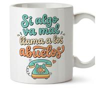 Mugffins mug mamie et papi avec citation | cadeau mamie, cadeau papie Drôle | anniversaire, Noël | Si algo va mal llama a los abuelos en Espagnol | Abuelitos-3 v3