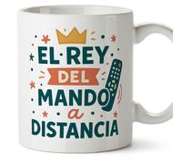 Mugffins mug papa drôle avec texte El rey del mando a distancia en Espagnol | cadeau fête des pères | 330 ml 11 oz | idée originale papa | Papá y mamá v1.2MA