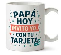 Mugffins mug papa drôle avec texte Papá hoy invito yo… con tu tarjeta en Espagnol | cadeau fête des pères | 330 ml 11 oz | idée originale papa | Papá y mamá v1.2MA