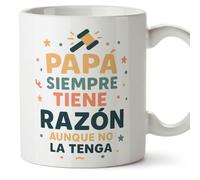 Mugffins mug papa drôle avec texte Papá siempre tiene razón aunque no la tenga en Espagnol | cadeau fête des pères | 330 ml 11 oz | idée originale papa | pa y ma v3