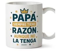 Mugffins mug papa drôle avec texte Papá siempre tiene razón aunque no la tenga en Espagnol | cadeau fête des pères | 330 ml 11 oz | idée originale papa | pa y ma v2
