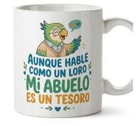 Mugffins mug papi drôle avec texte Aunque hable como un loro mi abuelo es un tesoro en Espagnol | cadeau papi anniversaire Noël | 330 Ml 11 oz |Abuelitos-3 v1