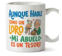 Mugffins mug papi drôle avec texte Aunque hable como un loro mi abuelo es un tesoro en Espagnol | cadeau papi anniversaire Noël | 330 Ml 11 oz |Abuelitos-3 v2