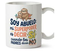 Mugffins mug papi drôle avec texte Soy abuelo: mi superpoder es decir sí cuando los padres dicen no en Espagnol | cadeau papi anniversaire Noël | 330 Ml 11 oz |Abuelitos-3 v2