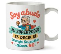 Mugffins mug papi drôle avec texte Soy abuelo: mi superpoder es decir sí cuando los padres dicen no en Espagnol | cadeau papi anniversaire Noël | 330 Ml 11 oz |Abuelitos-3 v1