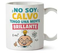 Mugffins mug pour offrir aux chauves tasse drôle petit déjeuner: No soy calvo tengo una mente brillante en Espagnol | amusante cadeau original homme | 330 Ml 11 oz | calvitie humour | calvicie v1