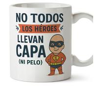 Mugffins mug pour offrir aux chauves tasse drôle petit déjeuner: No todos los héroes llevan capa (ni pelo) en Espagnol | amusante cadeau original homme | 330 Ml 11 oz | calvitie humour | calvicie v2
