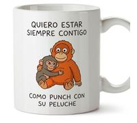 Mugffins mug singe punch amoureux | Quiero estar siempre contigo como Punch con su peluche en Espagnol | cadeau romantique couple Saint Valentin | 330 Ml 11 oz | punch v3