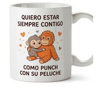 Mugffins mug singe punch amoureux | Quiero estar siempre contigo como Punch con su peluche en Espagnol | cadeau romantique couple Saint Valentin | 330 Ml 11 oz | punch v1