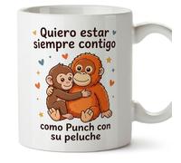 Mugffins mug singe punch amoureux | Quiero estar siempre contigo como Punch con su peluche en Espagnol | cadeau romantique couple Saint Valentin | 330 Ml 11 oz | punch v2