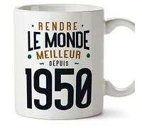 Mugffins Mug/Tasse Joyeux 1950 Anniversaire - Rendre le Monde Meilleur - Cadeau Original pour Homme et Femme