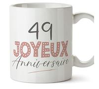 Mugffins Mug/Tasse Joyeux 49 Anniversaire - Joyeux anniversaire! Rose - Cadeau Original pour Homme et Femme