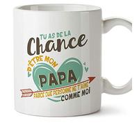 Mugffins Papa Tasse - Tu as de la Chance d’Être Mon Papa - Céramique 350ml - Idée Fête des Pères - Cadeau Anniversaire