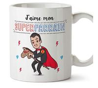 Mugffins Parrain Mug/Tasse - J'aime Mon Super Parrain - Tasse Originale/Cadeau Anniversaire/Fête des Pâques/Future Parrain. Céramique 350 ML