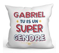 Mugffins Personnalisable: Coussins/Oreillers avec Rembourrage pour Beau-Fils/Gendre - 40x40 cm - en Français - Cadeau Personnalisable- Tu ES Super