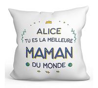 Mugffins Personnalisable: Coussins/Oreillers avec Rembourrage pour MÈRE/Maman - 40x40 cm - en Français - Cadeau Personnalisable- Meilleur du Monde