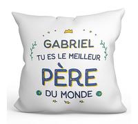 Mugffins Personnalisable: Coussins/Oreillers avec Rembourrage pour PÈRE/Papa - 40x40 cm - en Français - Cadeau Personnalisable- Meilleur du Monde