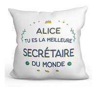 Mugffins Personnalisable: Coussins/Oreillers avec Rembourrage pour SECRÉTAIRE Femme - 40x40 cm - en Français - Meilleur du Monde - Cadeau Personnalisable