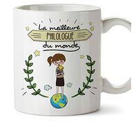Mugffins Philologue Tasses Originales de café et Petit-déjeuner à Donner Travailleurs Professionnels - La Meilleure Philologue du Monde - Céramique 350 ML