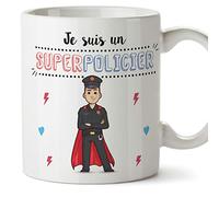 Mugffins Policier Tasses Originales de café et Petit-déjeuner à Donner Travailleurs Professionnels - Je suis Un Super Policier - Céramique 350 ML