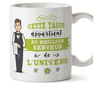 Mugffins Serveur Tasses Originales de café et Petit-déjeuner à Donner Travailleurs Professionnels - Cette Tasse Appartient au Meilleur Serveur de l'univers - Céramique 350 ML