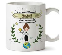 Mugffins Serveuse Tasses Originales de café et Petit-déjeuner à Donner Travailleurs Professionnels - La Meilleure Serveuse du Monde - Céramique 350 ML