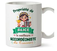 Mugffins Tasses Personnalisables pour ACCORDÉONISTE femme - En Français - Cadeau Personalisé- Propriété de - 11 oz / 330 ml