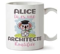 Mugffins Tasses Personnalisables pour ARCHITECTE femme - En Français - Cadeau Personalisé- Koalifies Personalisés - 11 oz / 330 ml
