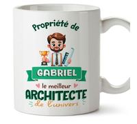 Mugffins Tasses Personnalisables pour ARCHITECTE homme - En Français - Cadeau Personalisé- Propriété de - 11 oz / 330 ml