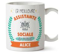 Mugffins Tasses Personnalisables pour ASSISTANTE SOCIALE femme - En Français - Cadeau Personalisé- Meilleur du monde - Avec dessin - 11 oz / 330 ml