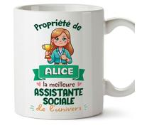 Mugffins Tasses Personnalisables pour ASSISTANTE SOCIALE femme - En Français - Cadeau Personalisé- Propriété de - 11 oz / 330 ml