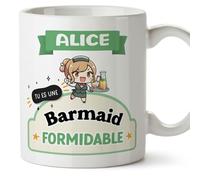 Mugffins Tasses Personnalisables pour BARMAID femme - En Français - Cadeau Personalisé- Tu es formidable - Kawaii - 11 oz / 330 ml