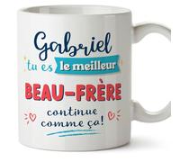 Mugffins Tasses Personnalisables pour BEAU-FRÈRE - En Français - Cadeau Personalisé- Continue comme ça! - 11 oz / 330 ml