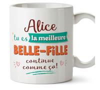Mugffins Tasses Personnalisables pour BELLE-FILLE/BRU - En Français - Cadeau Personalisé- Continue comme ça! - 11 oz / 330 ml
