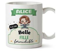 Mugffins Tasses Personnalisables pour BELLE-FILLE/BRU - En Français - Cadeau Personalisé- Tu es formidable - Kawaii - 11 oz / 330 ml